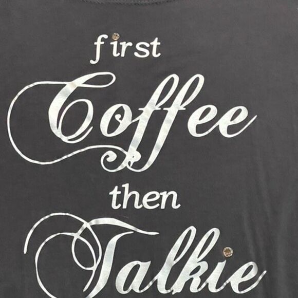 Nikibiki 2pc Rhinestone Lounge Set First Coffee then Talkie Knit Leggings Tunic - Picture 4 of 6